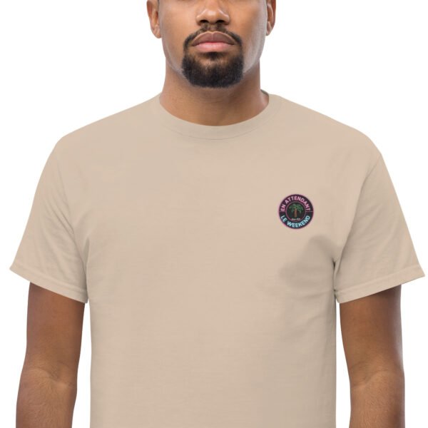 T-shirt classique unisexe brodé "En attendant le weekend"+ impression dos – Image 31