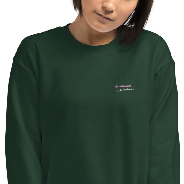 Sweat Unisexe brodé "En attendant le weekend" + impression dos – Image 13
