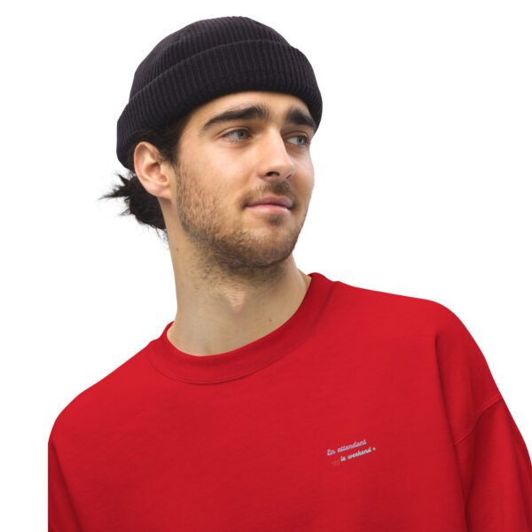 Sweat Unisexe brodé "En attendant le weekend" + impression dos – Image 10