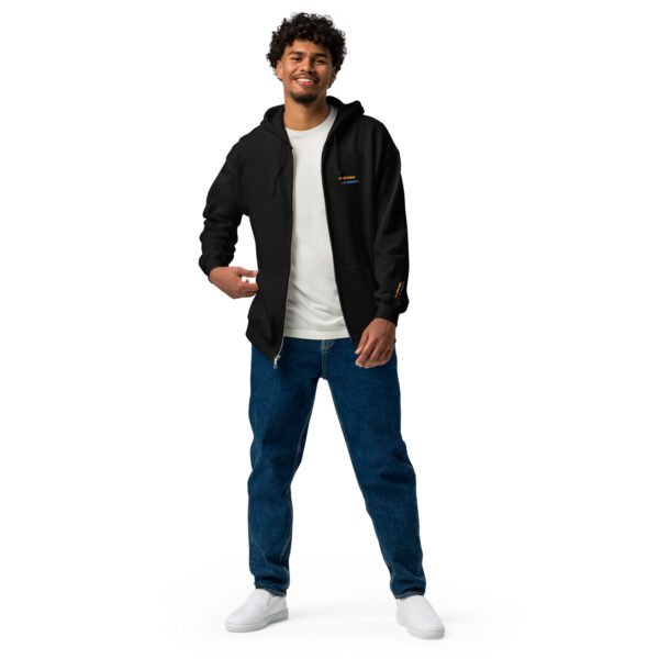 Sweat à capuche épais brodé zippé  « En attendant le weekend » + dos – Image 4