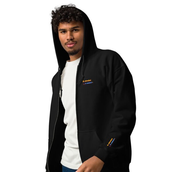 Sweat à capuche épais brodé zippé « En attendant le weekend » + dos – Image 2