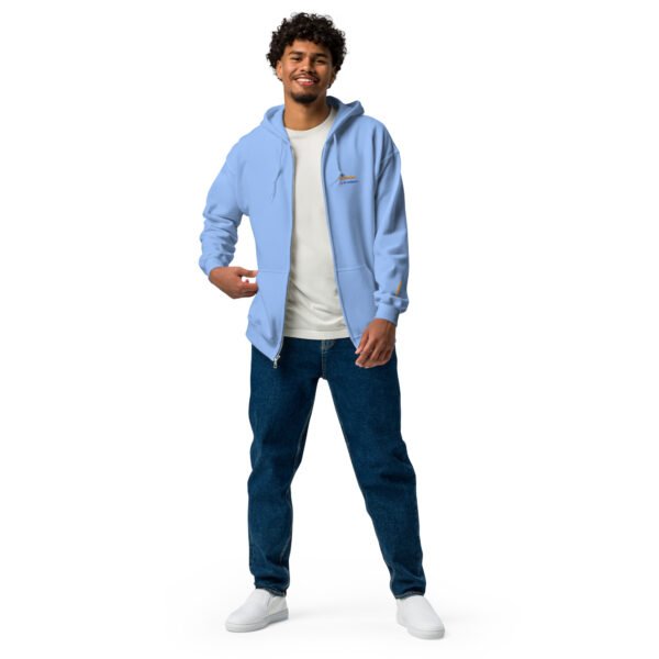 Sweat à capuche épais brodé zippé « En attendant le weekend » – Image 10