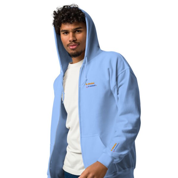 Sweat à capuche épais brodé zippé « En attendant le weekend » + dos – Image 12
