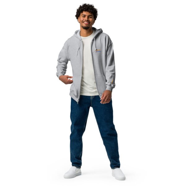 Sweat à capuche épais brodé zippé « En attendant le weekend » + dos – Image 13