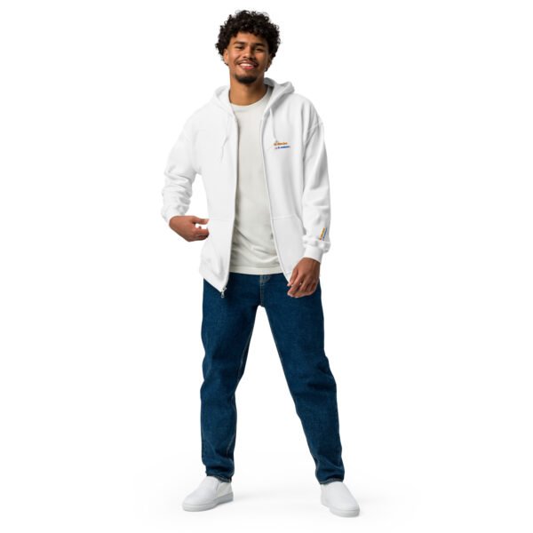 Sweat à capuche épais brodé zippé « En attendant le weekend » + dos – Image 16