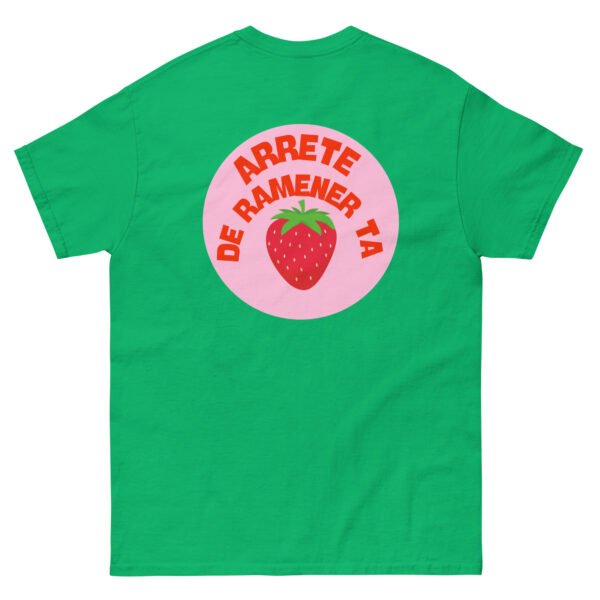 T-shirt classique Green brodé « En attendant le weekend » + impression dos