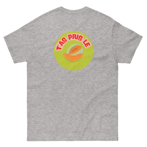T-shirt classique Grey brodé « En attendant le weekend » + impression dos